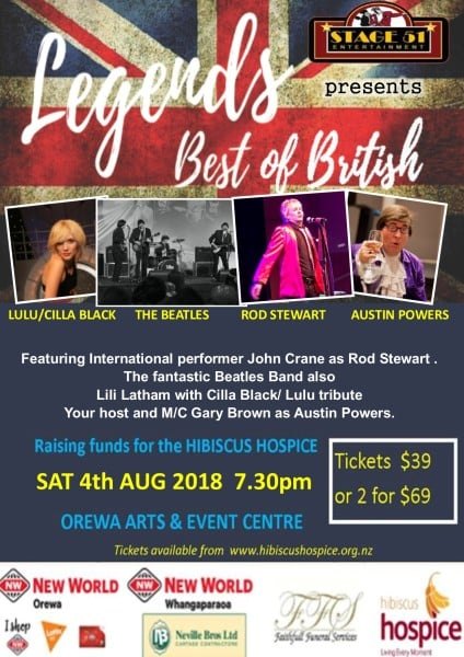 Legends Best of British poster for the Hibiscus Hospice fundraiser