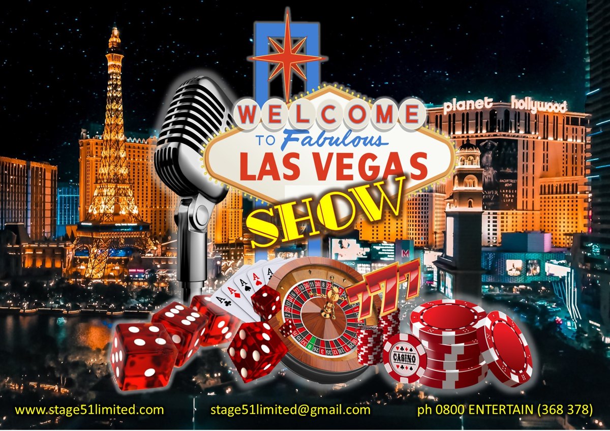 Welcome to Fabulous Las Vegas show poster with casino chips and neon
